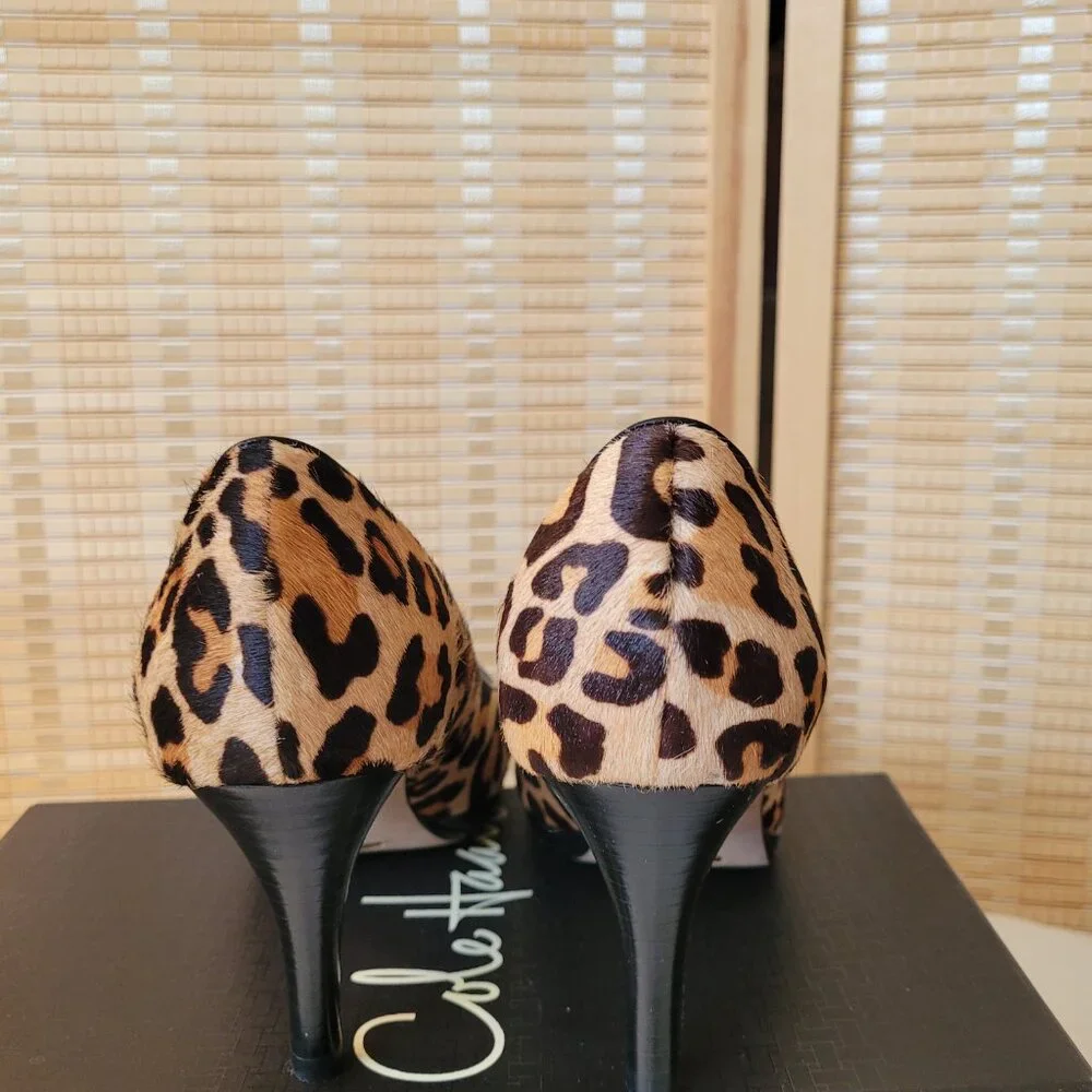 NWT COLE HAAN Pony Hair Peep-Toe Heels - Picture 3 of 6